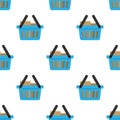 Blue Full Basket Icon Seamless Pattern Royalty Free Stock Photo