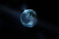 Blue full moon on all stars at night, Original image from NASA