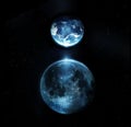 Blue full moon and earth all stars at night-original image from NASA