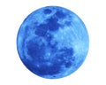 Blue full moon isolated on white background with Clipping Path