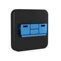 Blue Furniture nightstand icon isolated on transparent background. Black square button.