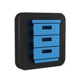 Blue Furniture nightstand icon isolated on transparent background. Black square button.