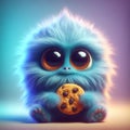 Blue Furry Creature with Cookie Royalty Free Stock Photo
