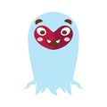 Blue furry monster with heart shaped face Royalty Free Stock Photo
