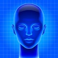 Blue futuristic artificial head