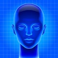 Blue futuristic artificial head