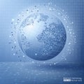 Blue futuristic background with planet Earth. Global social network. Internet and technology. Virtual reality. Royalty Free Stock Photo