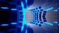 Blue futuristic digital technologic tunnel background animation 3d rendering