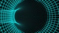 Blue futuristic digital technologic tunnel Black hole animation 3d rendering