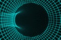 Blue futuristic digital technologic tunnel Black hole animation 3d rendering