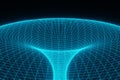 Blue futuristic digital technologic tunnel Black hole animation 3d rendering