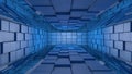 Blue futuristic space tunnel entrance Royalty Free Stock Photo