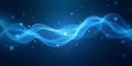 Blue Futuristic Wave with Glowing Particles Background Royalty Free Stock Photo