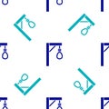 Blue Gallows rope loop hanging icon isolated seamless pattern on white background. Rope tied into noose. Suicide Royalty Free Stock Photo