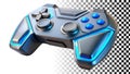Blue game controller, modern gamepad for video games png transparent image Generative AI