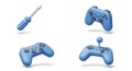 Blue Game Controllers & Screwdriver
