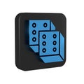 Blue Game dice icon isolated on transparent background. Casino gambling. Black square button. Royalty Free Stock Photo