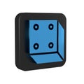 Blue Game dice icon isolated on transparent background. Casino gambling. Black square button. Royalty Free Stock Photo