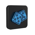 Blue Game dice icon isolated on transparent background. Casino gambling. Black square button. Royalty Free Stock Photo