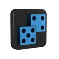 Blue Game dice icon isolated on transparent background. Casino gambling. Black square button. Royalty Free Stock Photo