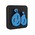 Blue Garbage bag icon isolated on transparent background. Black square button.