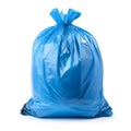 Blue garbage bag isolated on white background