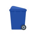Blue garbage box icon, flat style