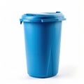 Blue garbage can insulated on white background