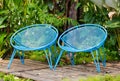 Blue Garden Metal Chairs.
