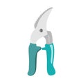 Blue garden shears, on a white background and vector illustration Royalty Free Stock Photo