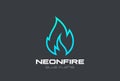 Blue Gas Fire Flame Logo design vector Linear. Ene Royalty Free Stock Photo