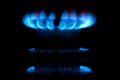 Blue gas flames Royalty Free Stock Photo