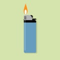 Blue gas lighter with fire