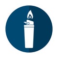 Blue gas lighter flame icon shadow