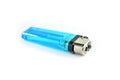 Blue gas lighter isolated on a white background. Royalty Free Stock Photo