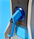 Blue gas pump machine and fuel gun Royalty Free Stock Photo