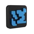 Blue Gaseous icon isolated on transparent background. Changing the state of matter in gas. Black square button.