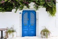 Blue gate of a house in Bodrum, Turkey