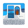 Blue gate at Santorini island in Greece Royalty Free Stock Photo