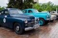Blue GAZ M72 and GAZ M20 Volga at Classic Soviet Car Exhibition