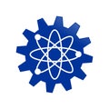 Blue Gear Cog Science Engineering Atom Symbol Design Royalty Free Stock Photo