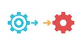 Blue gear transforming into orange gear, symbolizing process or evolution. vector design Generative AI Royalty Free Stock Photo