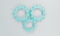 Blue gears on the gray background. 3d rendering for illustration design. concept cogwheel