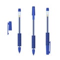 Blue gel pens with rubber grip set Royalty Free Stock Photo