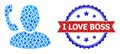 Blue Diamond Composition Call Manager Icon and Textured Bicolor I Love Boss Watermark