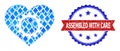 Blue Gem Collage Love Gear Icon and Grunge Bicolor Assembled with Care Watermark