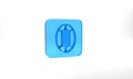 Blue Gem stone icon isolated on grey background. Jewelry symbol. Diamond. Glass square button. 3d illustration 3D render