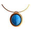 Blue gemstone pendant icon, cartoon style Royalty Free Stock Photo