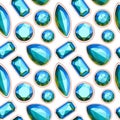 Blue gemstone seamless pattern.
