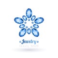 Blue gemstones jewelry symbol. Flower shape Royalty Free Stock Photo